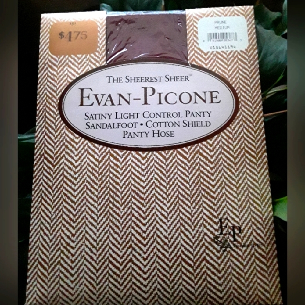Evan-Picone The Sheerest Sheer Pantyhose. Size Medium. Prune in color